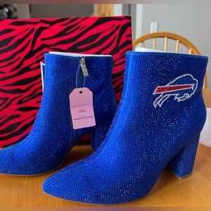 Buffalo Bills Cuce Women's Crystal Heel Booties - Royal